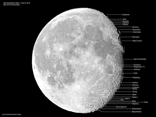 Waning Gibbous Moon (Labeled) - June 6, 2012