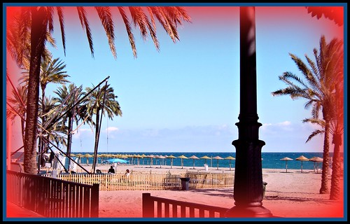 travel blue trees red sea sky beach spain sand costadelsol yabbadabbadoo sombreras