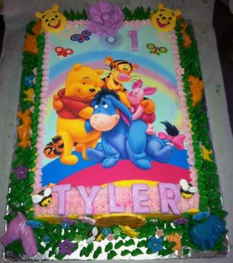 Featured image of post Winnie The Pooh Sheet Cake If you don t need that many then cut the cake in quarters and freeze any cake sections for roll mixture into quarter size cake balls and place on a wax paper covered baking sheet