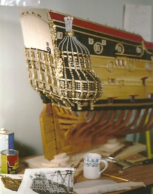 HMS PRINCE c.1670 Gun Deck Cutaway - Wood Sculpture / Rex Stewart