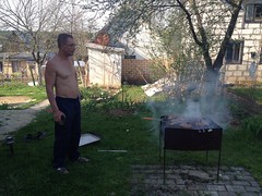 Typical Belarussian father preparing shazliki
