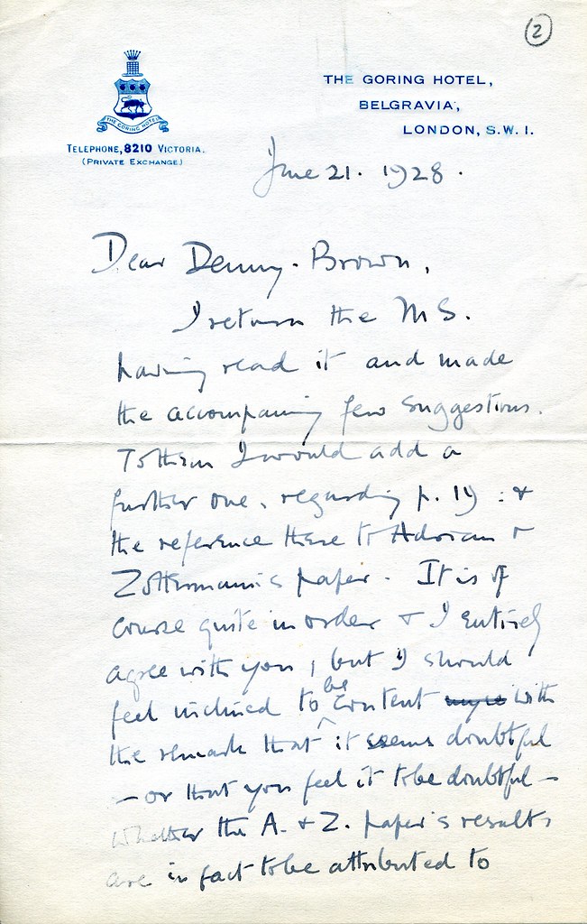 Sherrington to Denny-Brown - 21 June 1928 (S/2/11/2) 1/2