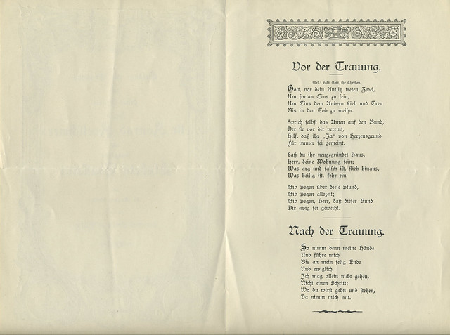 Liedblatt zu einer Hochzeit 1903 Rückseite