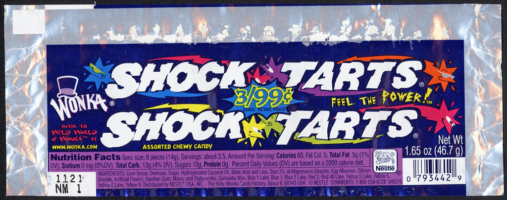 Nestle - Wonka - Shock Tarts - 3 for 99-cents - foil candy…