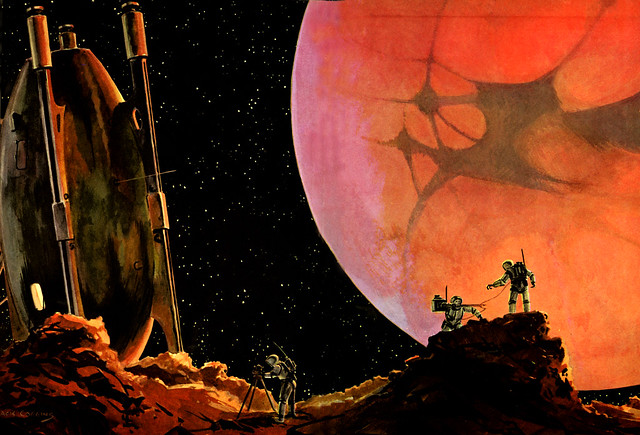MARS from the Moon PHOBOS - Illustration by Jack COGGINS (1951)