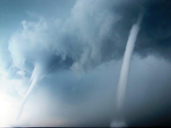 Twin waterspouts that I photographed at Grand Isle, Louisiana. I took this after a meeting at the Port of Grand Isle.
