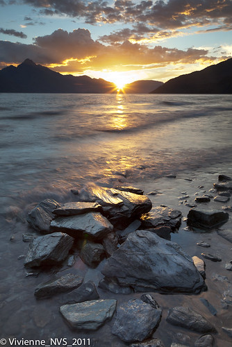 sunset newzealand lake queenstown lakewakatipu