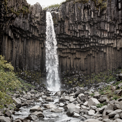 svartifoss waterfall skaftafell square desaturated iceland basalt columns cameracanon5d2