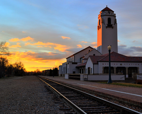 railroad sunset sky station clouds background tracks boise depot hdr odc