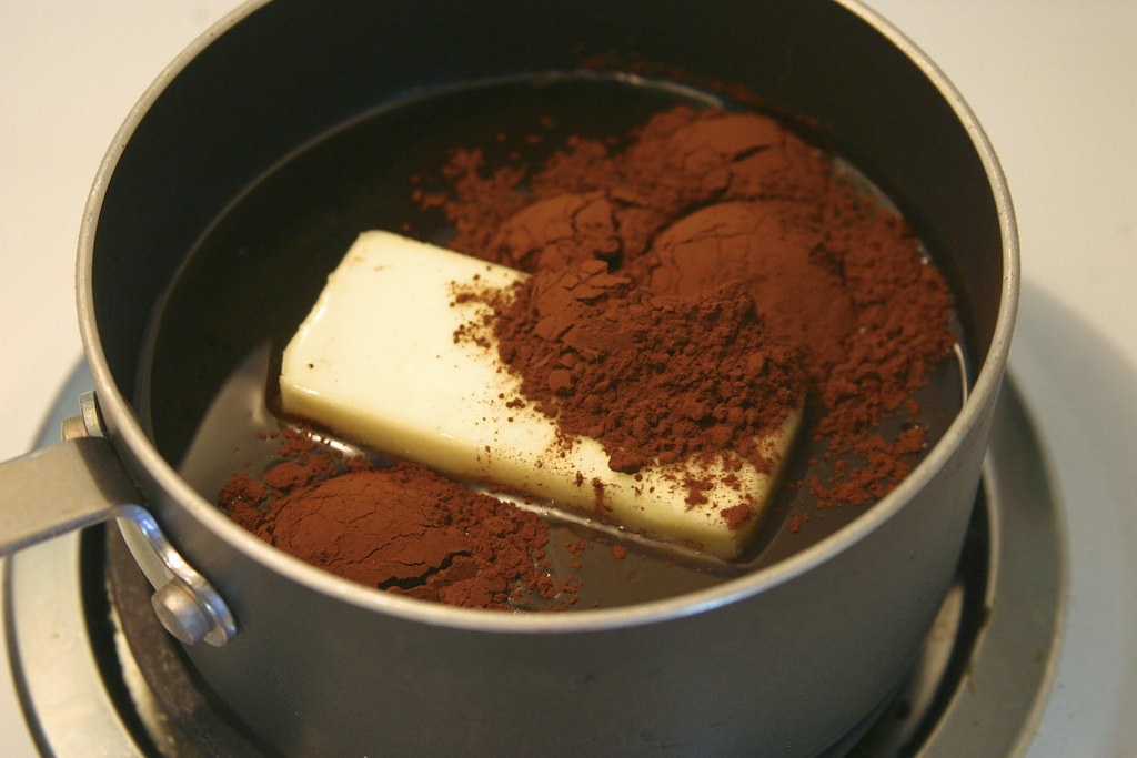 butter, cocoa, water, oil