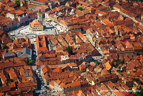 old city houses urban town centre aerialview romania transylvania brasov brasso mainsquare brasovcouncilsquare