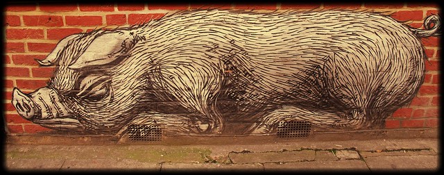 Graffiti / Mural, off Brick Lane, East London, England.