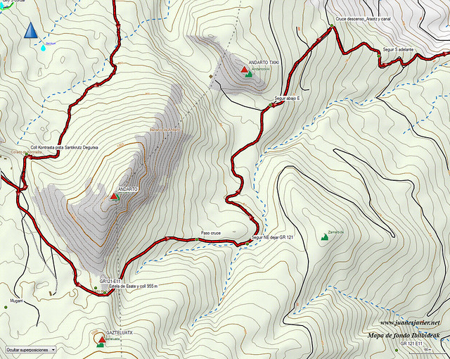 AIZKORRI raizk021 mapa26 detalle IBILBIDEAK Aranzadi valles Degurixa y Araotz