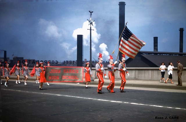 John Harris High School Color Guard - Parade, Harrisburg, PA. USA - Vintage Kodachrome