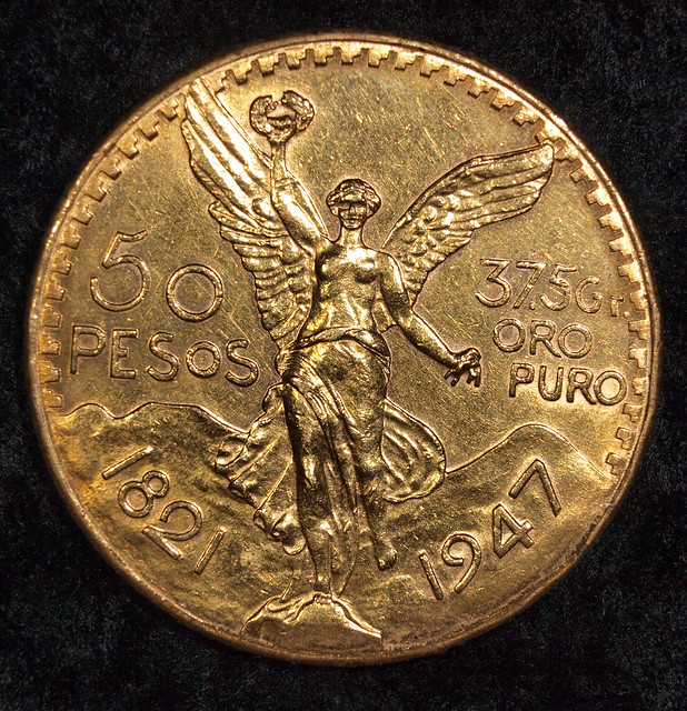 1947 Mexico Fifty 50 Peso Gold coin