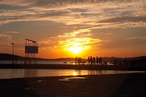 Just a little bit longer by mmusnjak, Last swimmers of the day at Jadrija beach, near Šibenik, Croatiasunset beach croatia sibenik jadrija