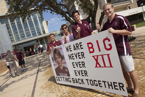 Aggies with funny banner