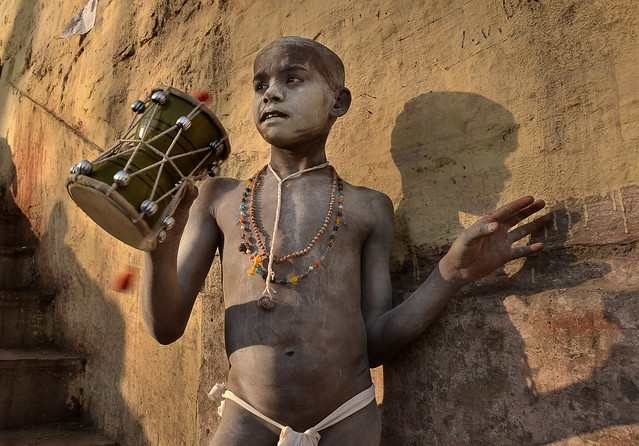The holy child in the day of his initiation to being Naga sadhu, Varanasi, India