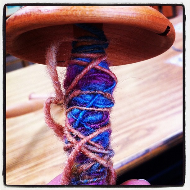 Davis Waldor School Summergarden  Camp - spinning yarn