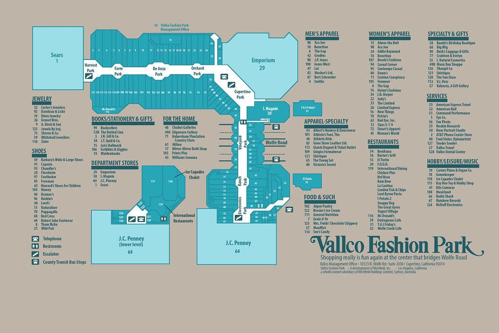 Vallco Mall Map 1980s, Did a slight variation off of the or…