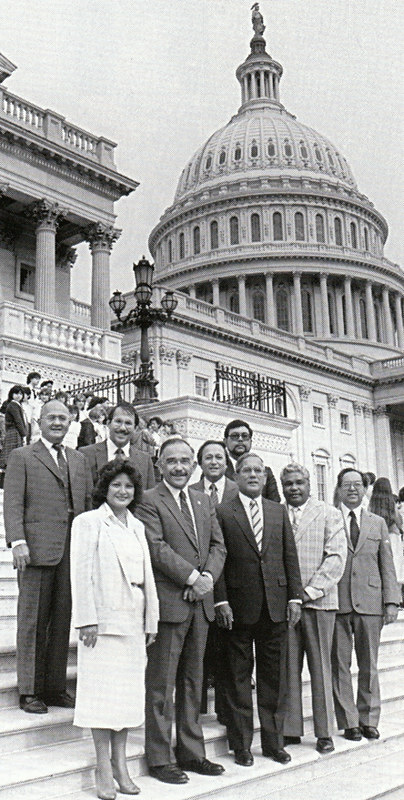 Gov. Bordallo, front row center, chaired the Commission for Self-Determination and spearheaded the drafting of the Guam Commonwealth Act developed by 4 June 1986.

Bordallo Photo Collection