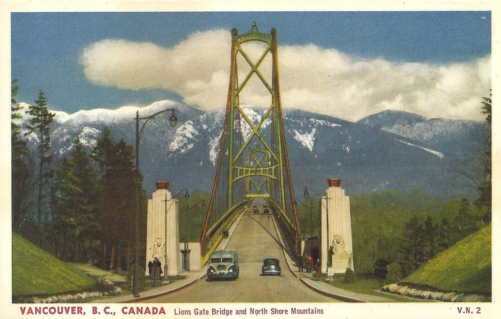 Lions gate bridge Canada Postcard post card Princess of Vancouver ship 
