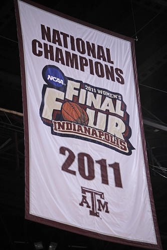 Reed Arena Women's Basketball National Champion Banner