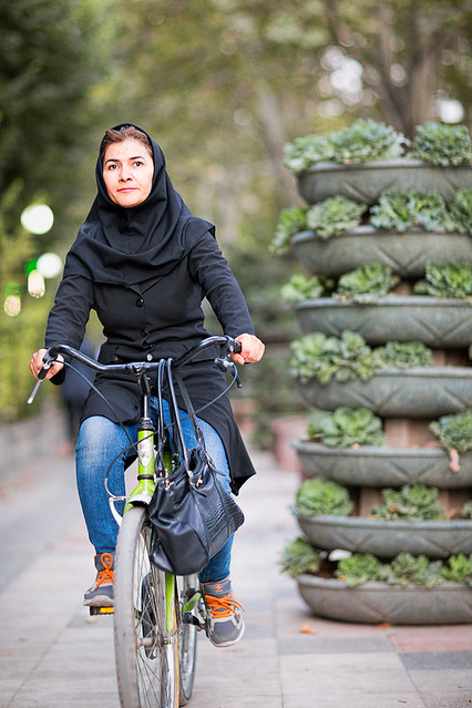 Female cyclist in Tehran