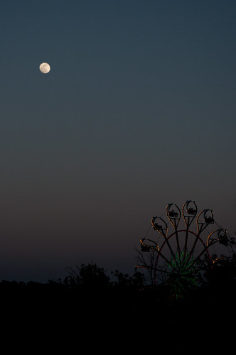 seattle sunset moon wheel silhouette night dusk ferris