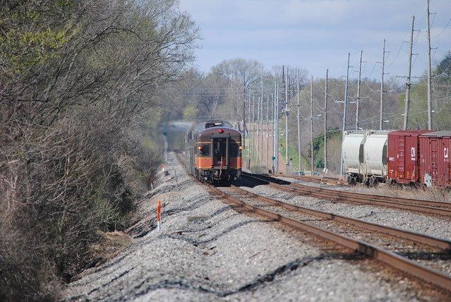 The Iowa Pacific private cars are on the tail end of Train 59 , City of New Orleans as it rolls by at Dyersburg Tennessee.