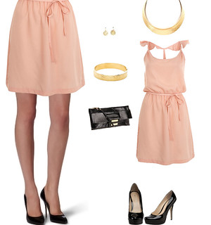 What color shoes go with a peach dress