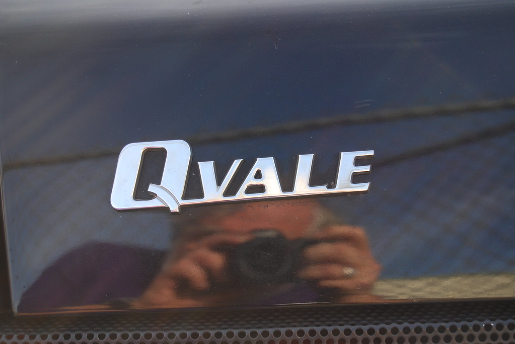 Image of Black Qvale Mangusta, makers name on trunk lid