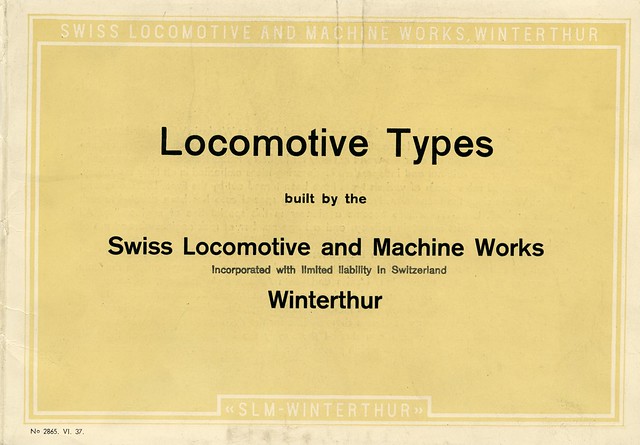 Schweizerische Lokomotiv und Maschinenfabrik (SLM Winterthur) Catalog for 1937