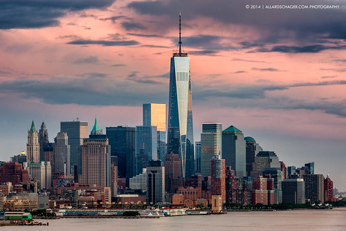 nyc newyorkcity sunset usa ny newyork skyline architecture newjersey skyscrapers dusk manhattan lowermanhattan weehawken 2014 freedomtower verenigdestaten nikond800 oneworldtradecenter nikkor70200mmf28vrii allardschager