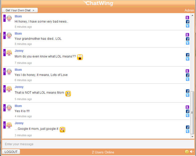 Funny Chat Conversation Mom and Daughter LOL on Chatwing
