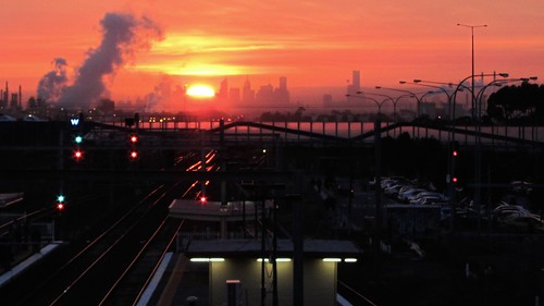 city sun station sunrise railway melbourne victoria laverton