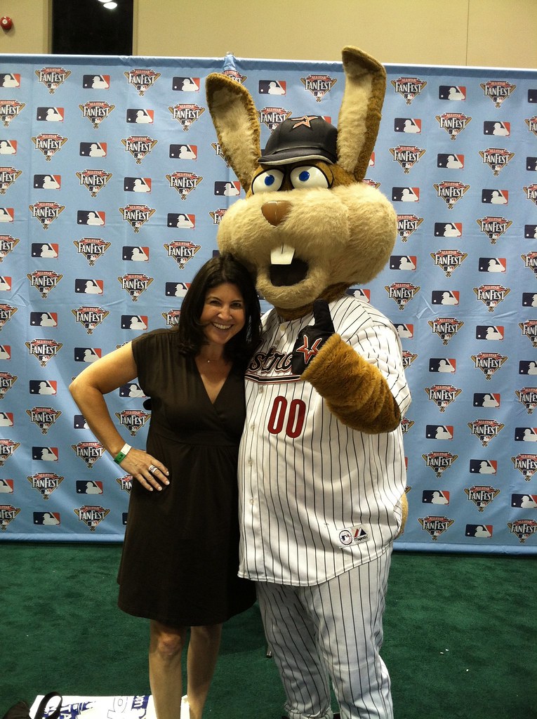 With Junction Jack, the Astros mascot, Amanda Rykoff