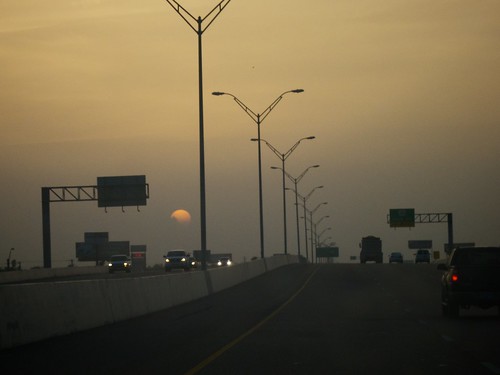 road morning sunrise highway commute
