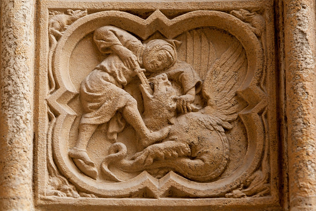 St George kills the Dragon | Portail des Libraires | Rouen Cathedral | Rouen-66