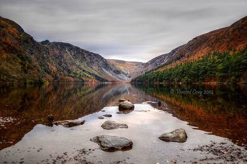 county autumn trees ireland lake mountains water reflections photography nikon rocks stones vincent lakes hills glendalough upper wicklow laragh coey d5100