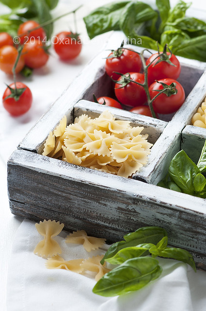 Raw italian pasta in the box