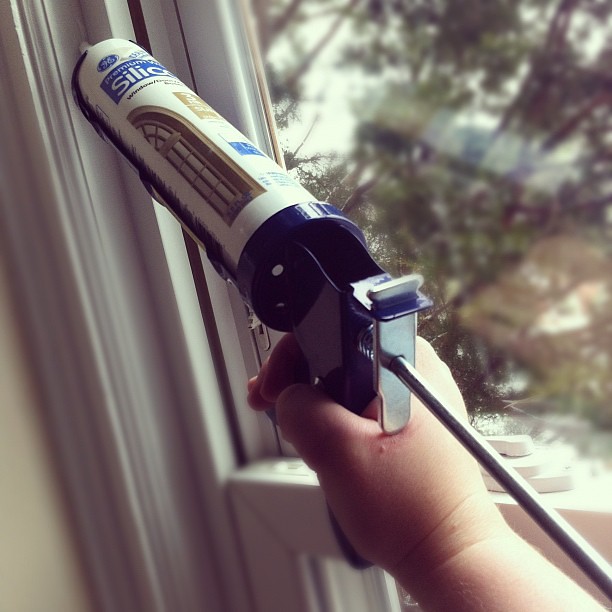 Afternoon project: learning how to wield a caulk gun (with help from YouTube).