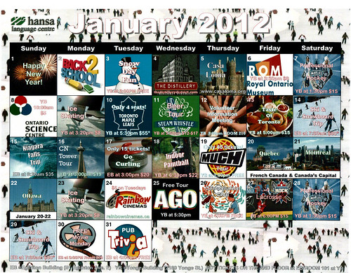 January 2012 Activies Calendar