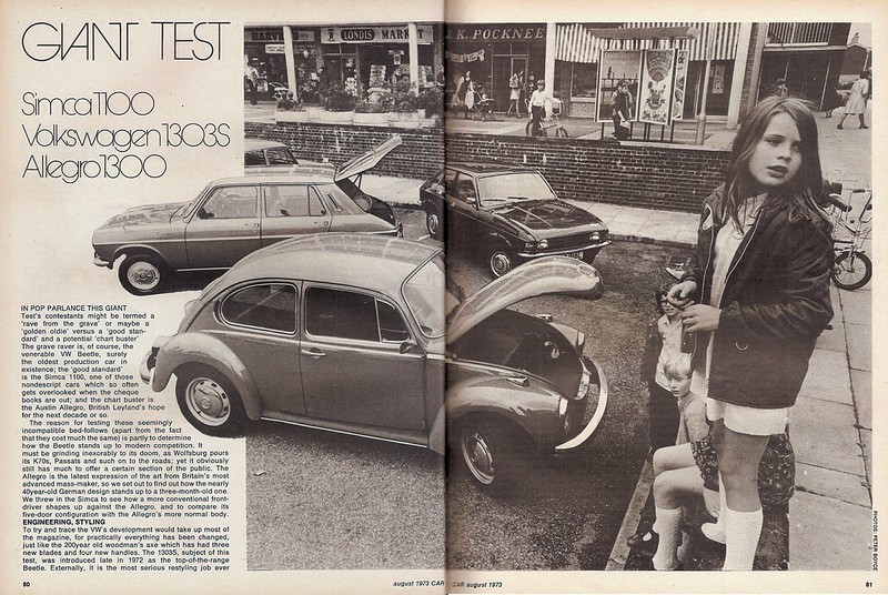 Austin Allegro 1300 - Simca 1100 & Volkswagen Beetle 1303S Group Road Test 1973 (1)