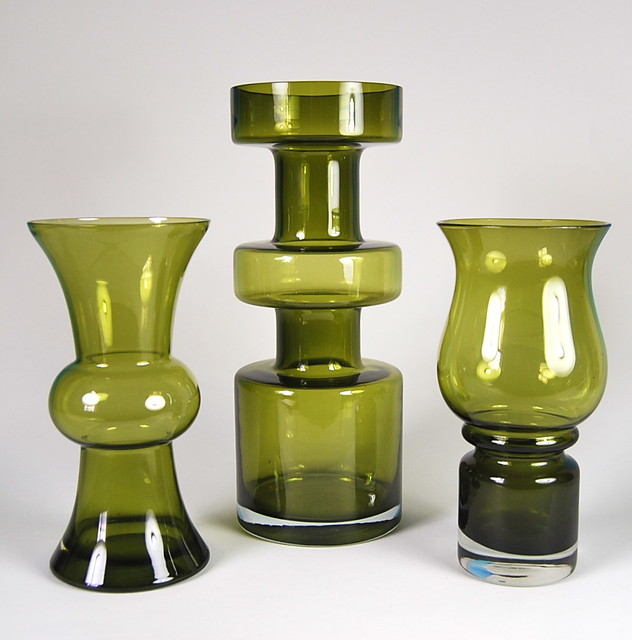 Riihimaen Lasi Oy / Riihimaki Glass Vases 1970s 11''