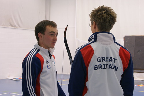 Jo Batey with a member of the GBR Junior Archery Team