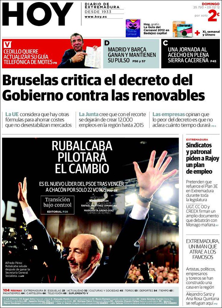 Diario Hoy de Extremadura | Portadas tras la elección de ...
