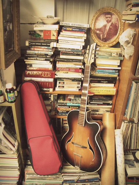 Violin case and Isana guitar in my room, Flynn, ACT, 2005