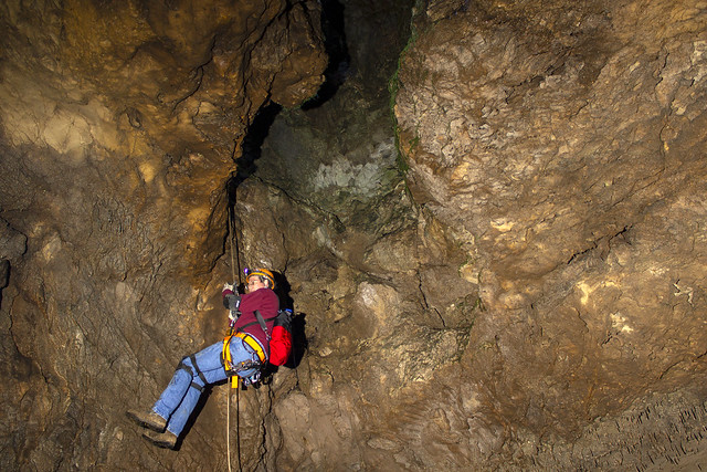 Ken Pasternack rappelling, York Cave, Fentress County, Tennessee 2