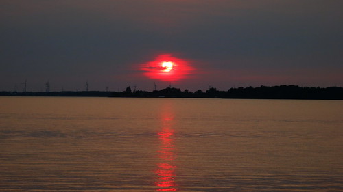 sunset red reflection water fire 1000islands